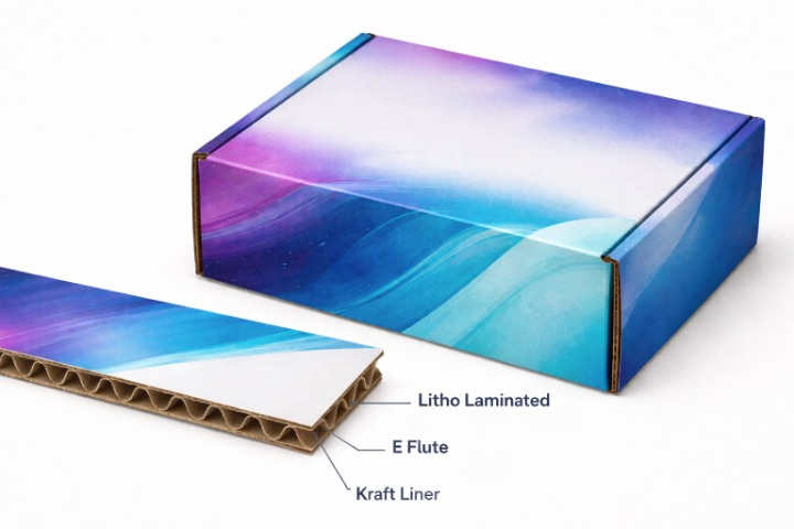 E flute litho laminated corrugated boxes