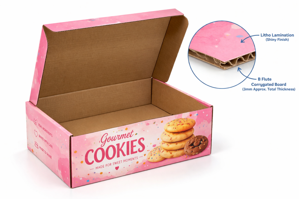 b flute printed corrugated box