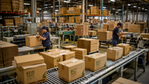 printed corrugated boxes in production