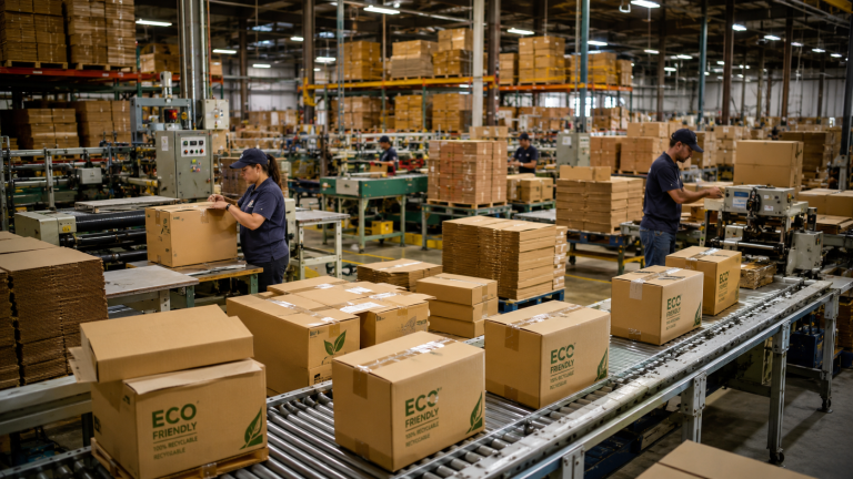 printed corrugated boxes in production