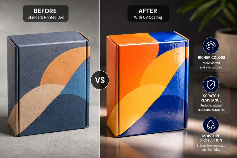 uv coated box before and after difference